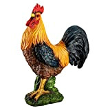Verdoba - Figura da giardino gallo in resina sintetica, dipinta a mano, decorativo, statuetta da giardino per esterni, grande, modello ...