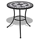 vidaXL Tavolino da Esterno con Mosaico Nero Bianco Rotondo Arredo Giardino