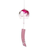Vosarea - Sonaglio a vento in vetro, in stile giapponese, con etichetta, da appendere, colore rosa