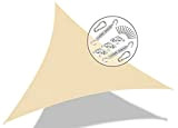 VOUNOT Tenda da Sole per Esterno, 3x3x3 m Vela Ombreggiante Triangolare con Kit di Fissaggio, Tenda a Vela, Traspirante HDPE ...