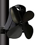 Wall Mounted Heat Powered Stove Fan, 4 Blades Flue Pipe Stove Fan, Eco Friendly on The Chimney Pipe for Wood/Log ...