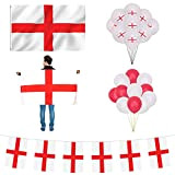 WedDecor Set di Decorazioni per Coppa del Mondo 38 Pezzi, 2x3ft St. George Flag & Bunting & Balloons 5x3ft Bandiera, ...