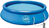 well2wellness - Piscina Quick-Up, 305 x 76 cm, blu, con pompa filtro da 12 V, pellicola solare, piscina gonfiabile, montaggio ...