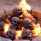 WICKYPRINCE Terrifying Human Skull Fire Pit, Fire Pit Skulls, Reusable Imitated Human Skull Ceramic, Halloween Skull Shaped Fire Stones for ...