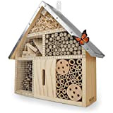 WILDLIFE FRIEND I Albergo per insetti con tetto in metallo. Casa per insetti in legno naturale non trattato per api, ...