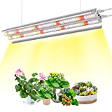 Wolezek - Lampada da coltivazione T5, 96 LED, a spettro completo, doppio tubo con riflettore e funzione margherita, luce per ...