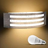 Wondlumi - Lampada da parete E27, in acciaio inox, IP44, 230 V, curva, per balcone, esterni, con 1 lampadina LED ...