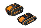 Worx Wx3605 Set Batterie al Litio Worx Power Share 20V, 1.Batteria 2.0Ah + 1.Batteria 4.0Ah, Nero/Arancione