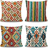 Wtisan 4 federe per cuscini da 45 x 45 cm, decorazione per esterni, per soggiorno, traspirante, con strisce geometriche colorate, ...