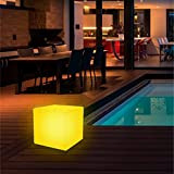 wuuhoo I LED Cubo Solare XL Luce Sgabello Kubi, 16 Colori e Telecomando + Batteria I Cubo Sgabello per Interno ...