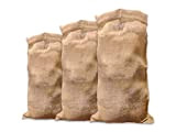 x3 sacco di iuta (50 x 85 cm), sacco di patate, per caffè, legna, borsa decorativa o giardino, 100% fibra ...