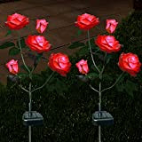 XLUX Luci di rose a energia solare per esterni, lampada decorativa a fiori, per giardino, cortile, patio, patio, illuminazione, impermeabile, ...