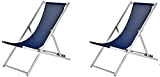 XONE Coppia Sdraio 5 Posizioni Blu | 2 Sdraio Spiaggia Giardino in Alluminio e textilene, Dimensioni 102x58x93 cm
