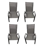 XONE Set 4 sedie Riccione in Acciaio e textilene | Kit 4 poltrone Colore Grigio
