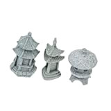YARNOW 3Pcs Mininature Pet Pagoda E Prato Zen Grigio Luci Decorazione Piccola Mini Casa Figurine Da Collezione Giardino Creativo Lanterne ...