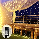 Yinuo Candle Led Tenda Luci 3x3 m,300 Led Impermeabilità Ip44 Cascata Luci con 8 Modalità di Illuminazione Decorazione di Nozze,Festa,Tenda ...