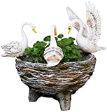 YOYOSHU Vaso da Fiori Idraulico Swan, Ornamenti per Pesci, Acquario con Scultura da Giardino all'aperto, 43X35x45cm