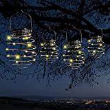 YUXUE Confezione da 4 Lanterne Solari a Spirale a LED, per Esterni, Decorative da Appendere, Impermeabili, Creative, in Ferro da ...