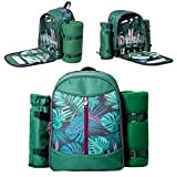 Zaino da picnic per 4, elegante borsa da picnic tutto in uno, con set completo di posate e coperta impermeabile ...