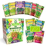 ZenGreens® - Set Semi di Germogli biologici (10 varietà) di qualità superiore - Broccoli, erba medica, fagioli mung, crescione, rucola, ...