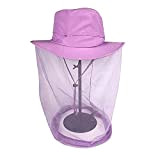 ZffXH Beekeeper Veil/Bee Beekeeping Mosquito Net Hats with Netting/Sarifi Hiking Sun Protection cap (Purple)