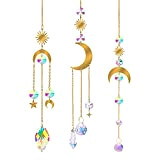 zootop Acchiappasole, 3PCS Crystal Ball Prisma Rainbow Maker Sun Moon Star Hanging Window Ornament Pendenti in vetro di cristallo scintillante ...