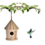 ZQYX DIY Bird House Nest, Small Birds Outdoor Hanging Wooden Bird House, Home Gardening Decoration,Round Wooden Birdcage, Bird Viewing House